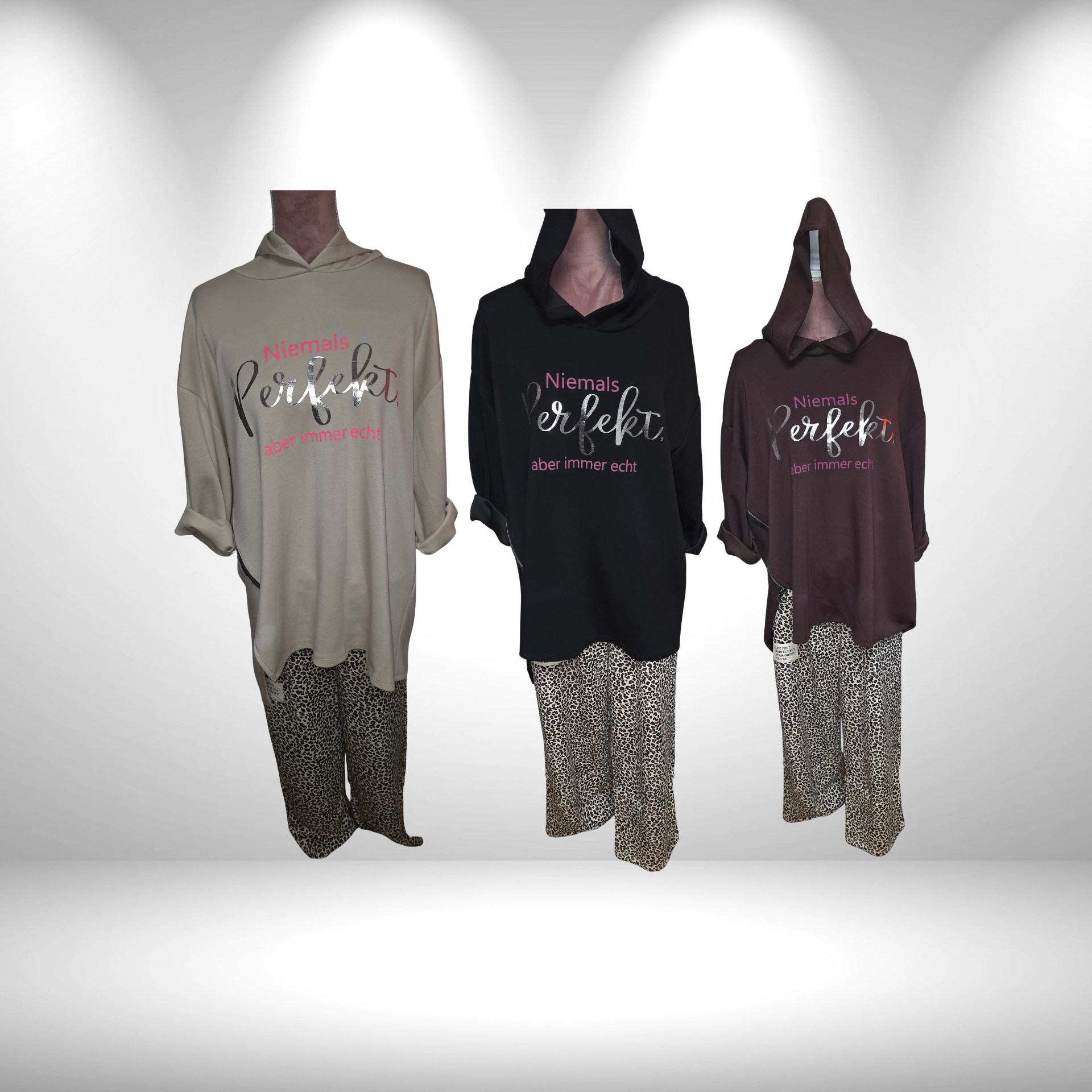 Hoodie „Niemals perfekt, aber immer echt“