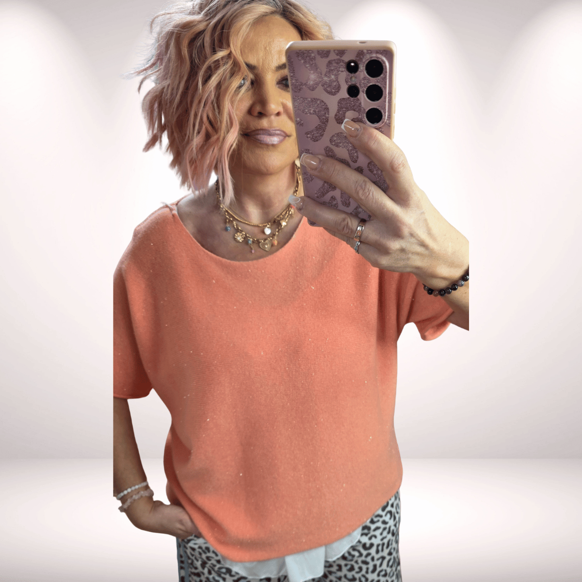 Glitzi kurzarm Lieblingspulli Lachs 