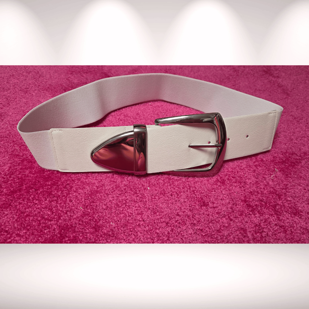 Kaschier-Gürtel mit großer Schnalle Weiß