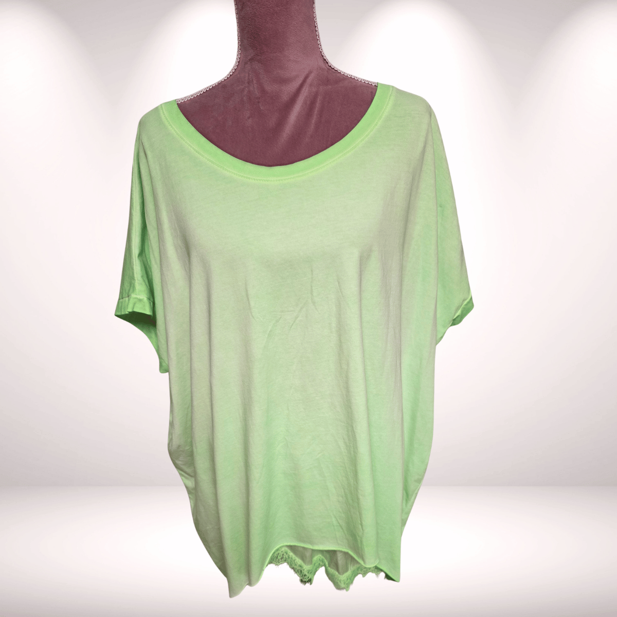 Vokuhila Shirt Neon Grün-Basic Style Vintage 