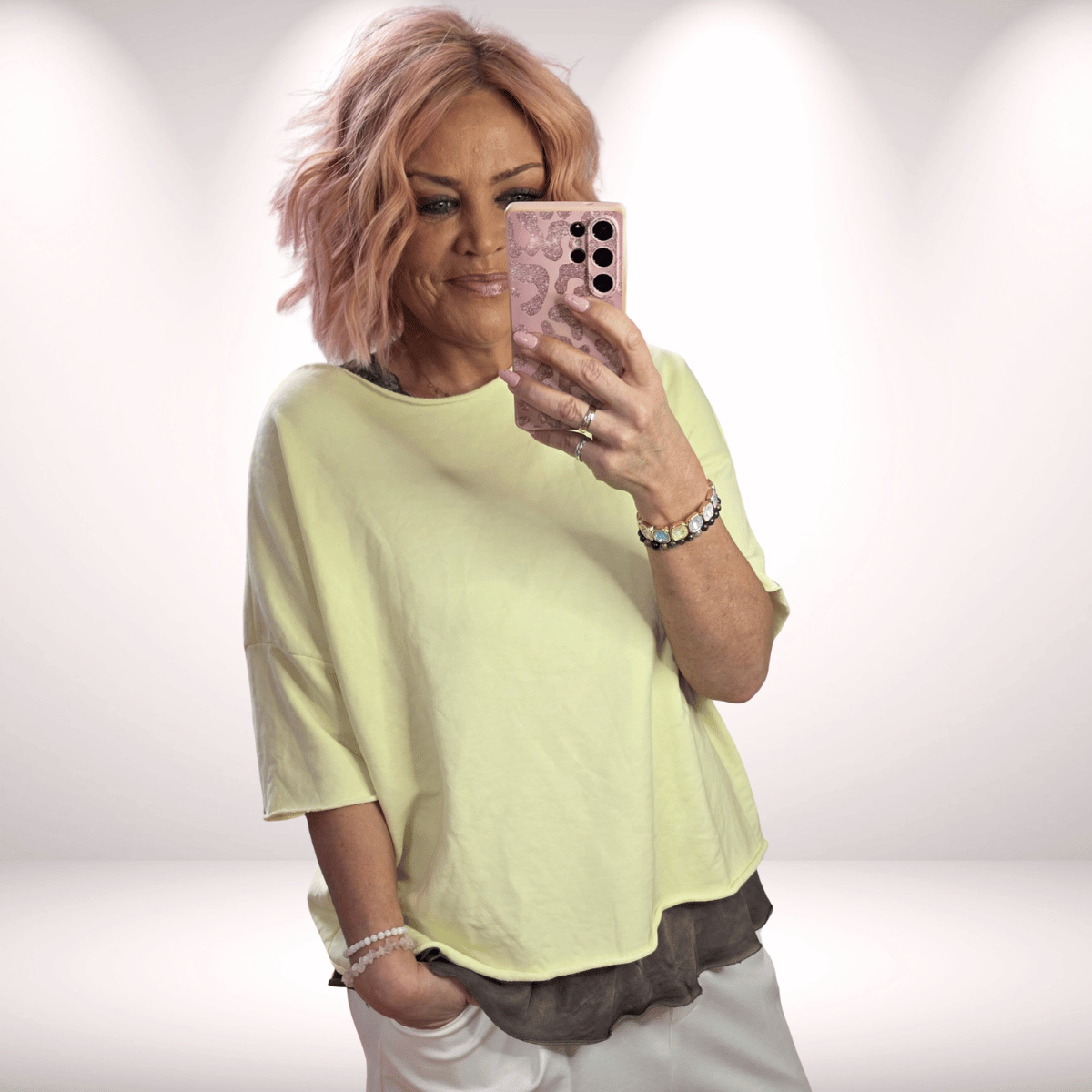 Sweatshirt – Vintage Style -trendfarbe Lemongelb