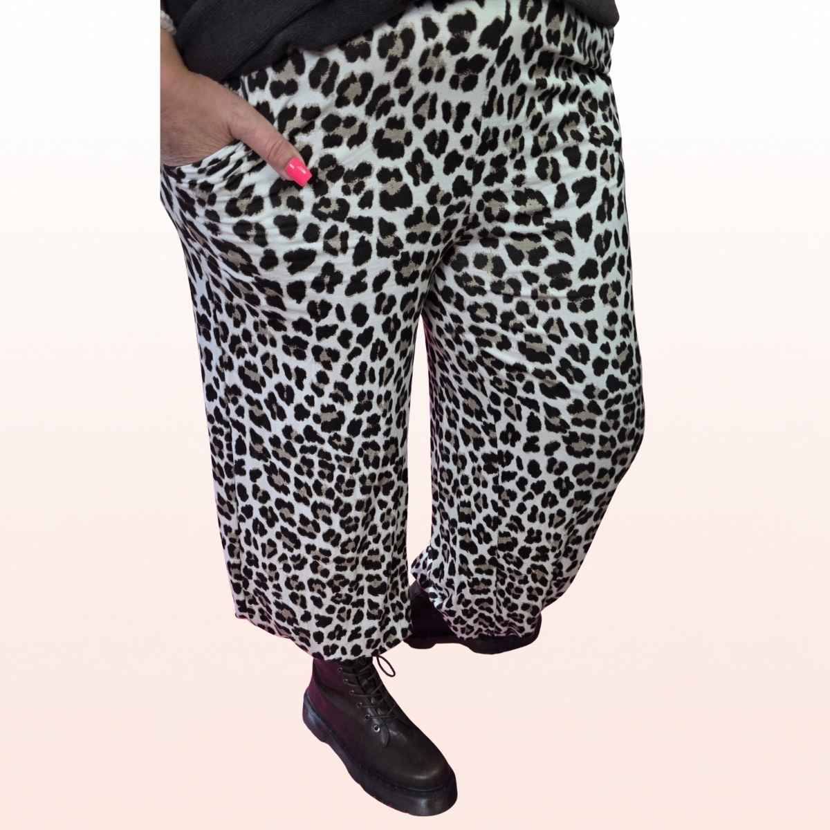 Viskose Pumphose Leo schoko Weiß 36-46 onesize