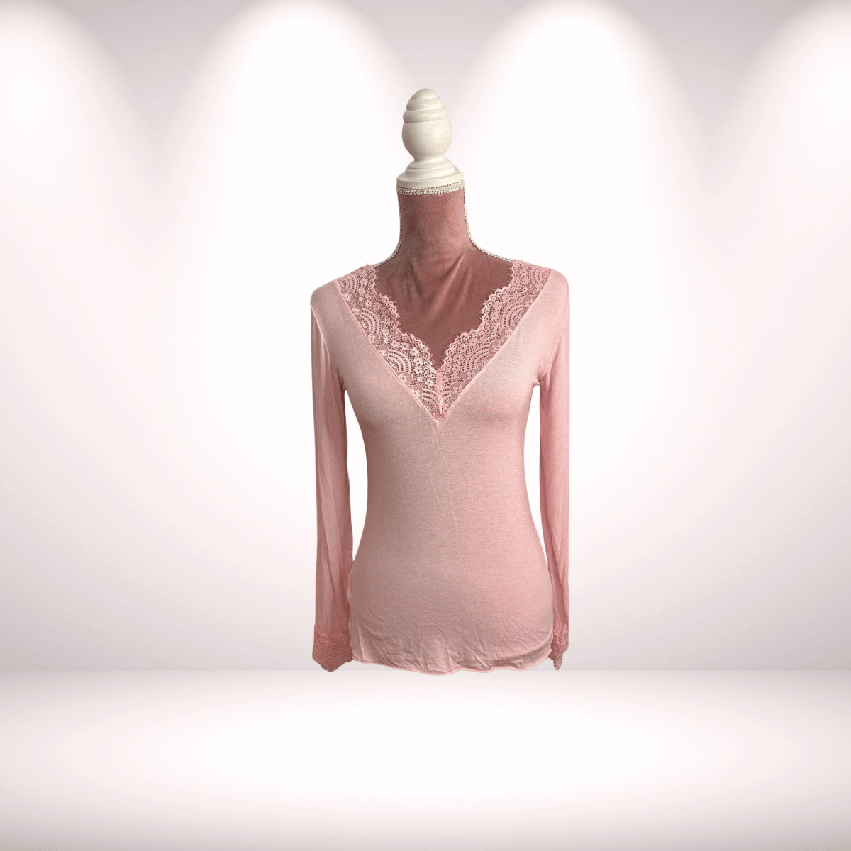 Longsleeve Cashmere mit Spitze – Rose