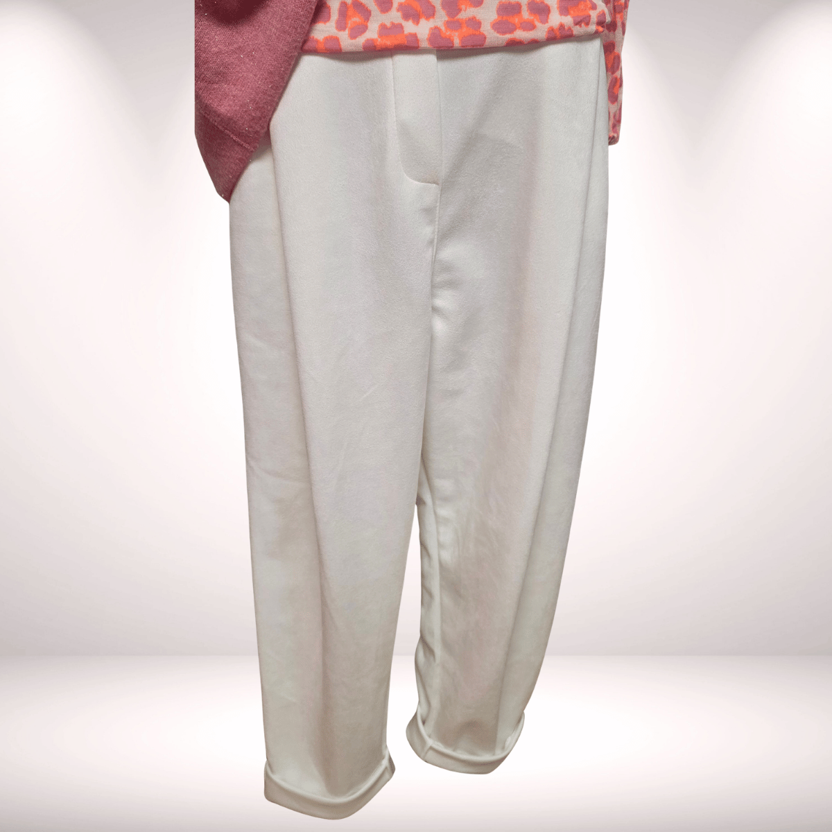 Baggy Hose in Waschleder-Optik Offwhite 