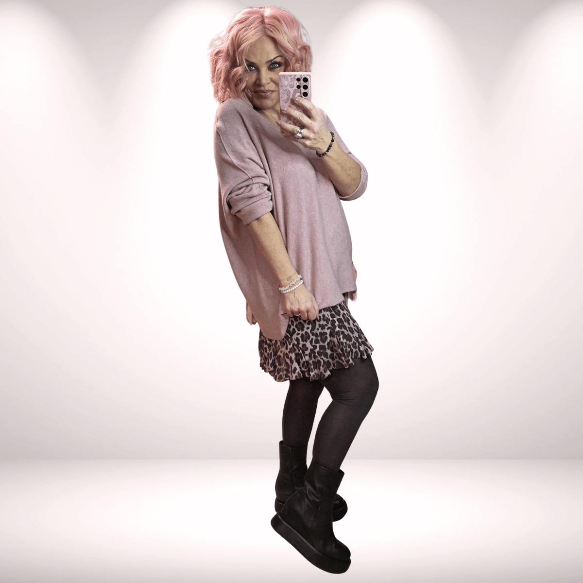 Leo Rock kurz Volant 4 Farben- rose und hellgrau NEW