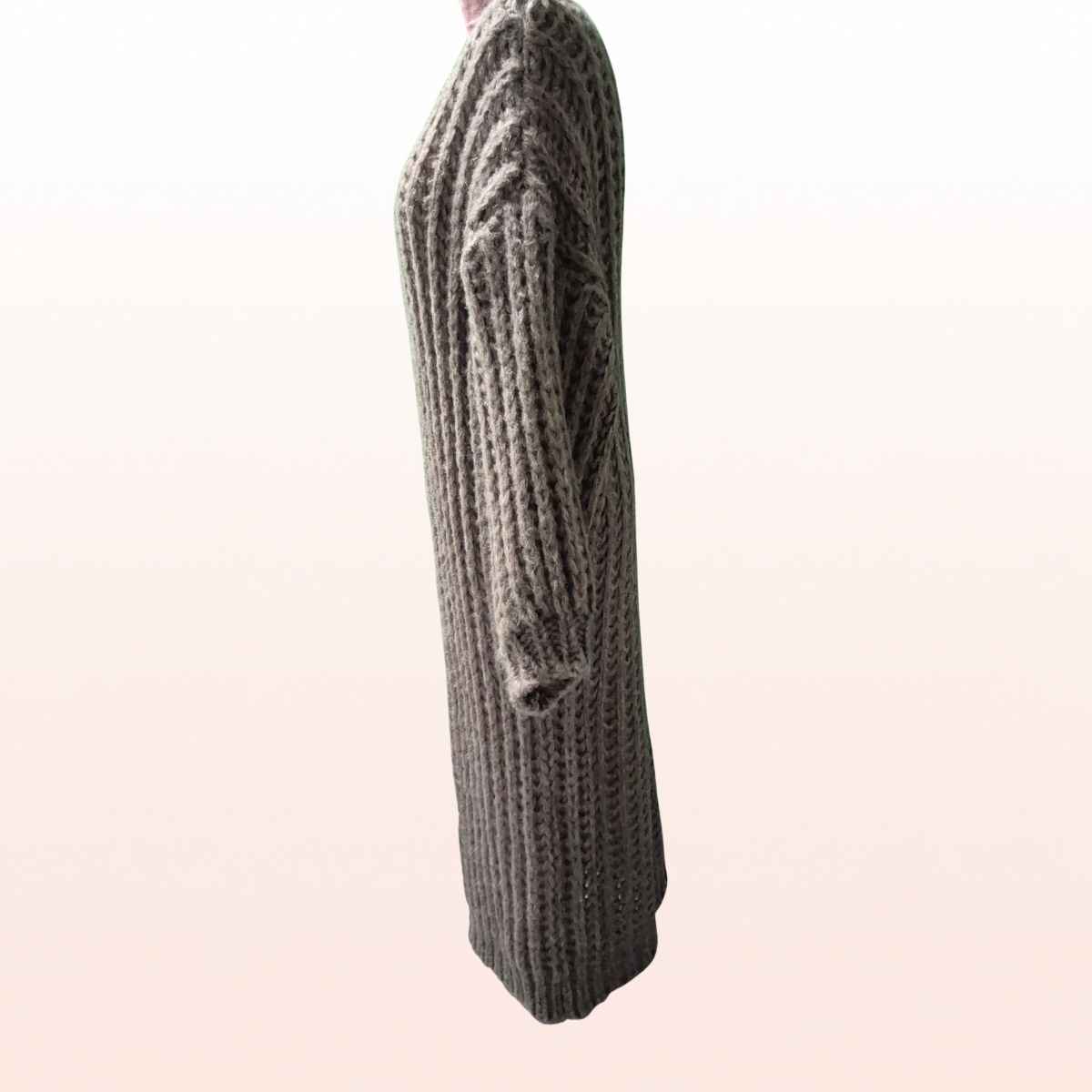 Long Grobstrick Cardigan Taupe