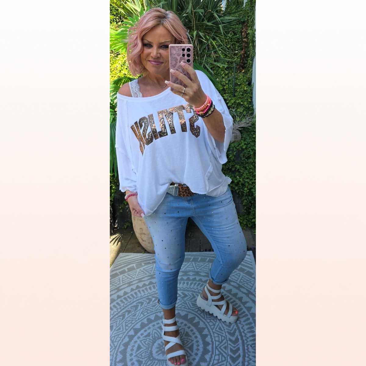Jeans "Shiny" mit Strasssteinen