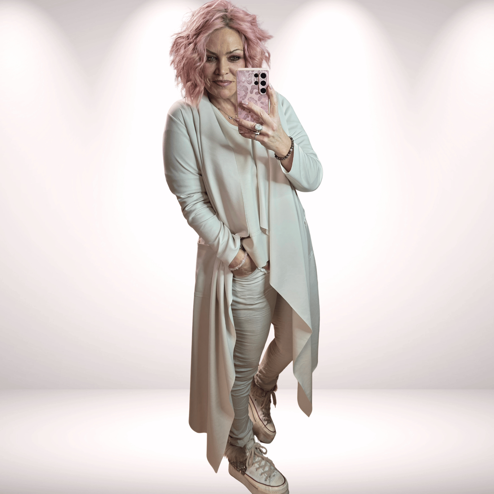 Eleganter Revers Mantel Beige 