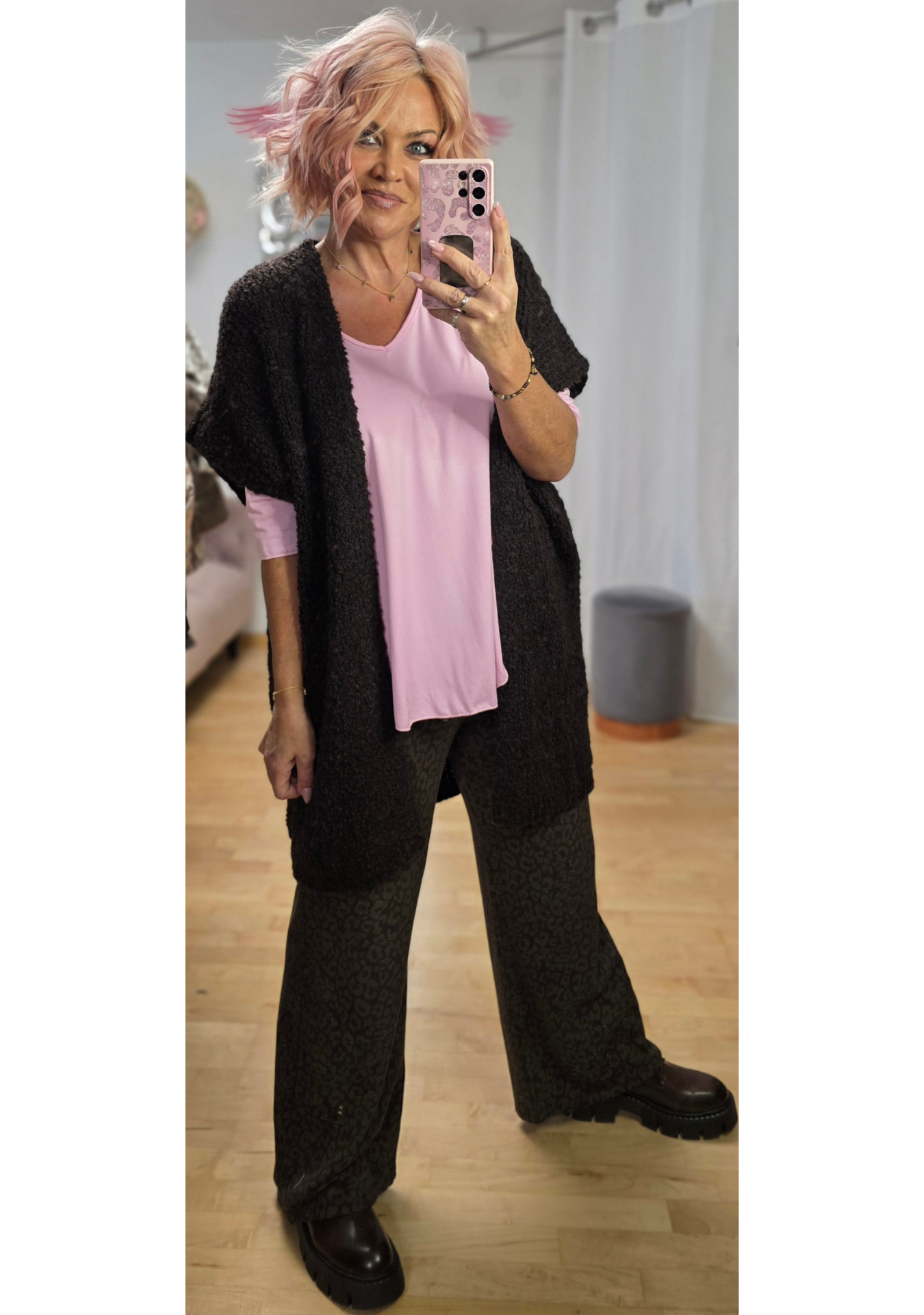 Strickweste Schoko Bouclé