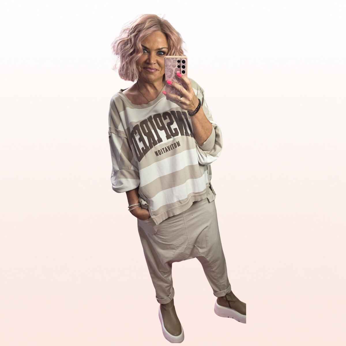 Tiefe Haremshose – Beige