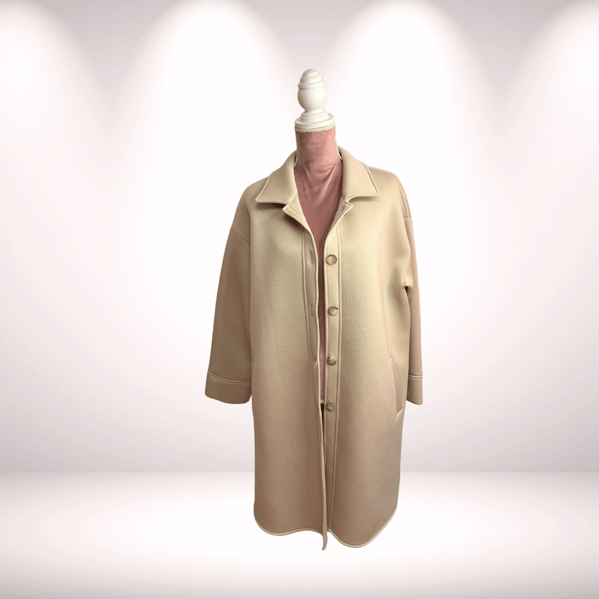 Hemdjacke Long Hellbeige – stilvoller Allrounder mit Seitenschlitzen