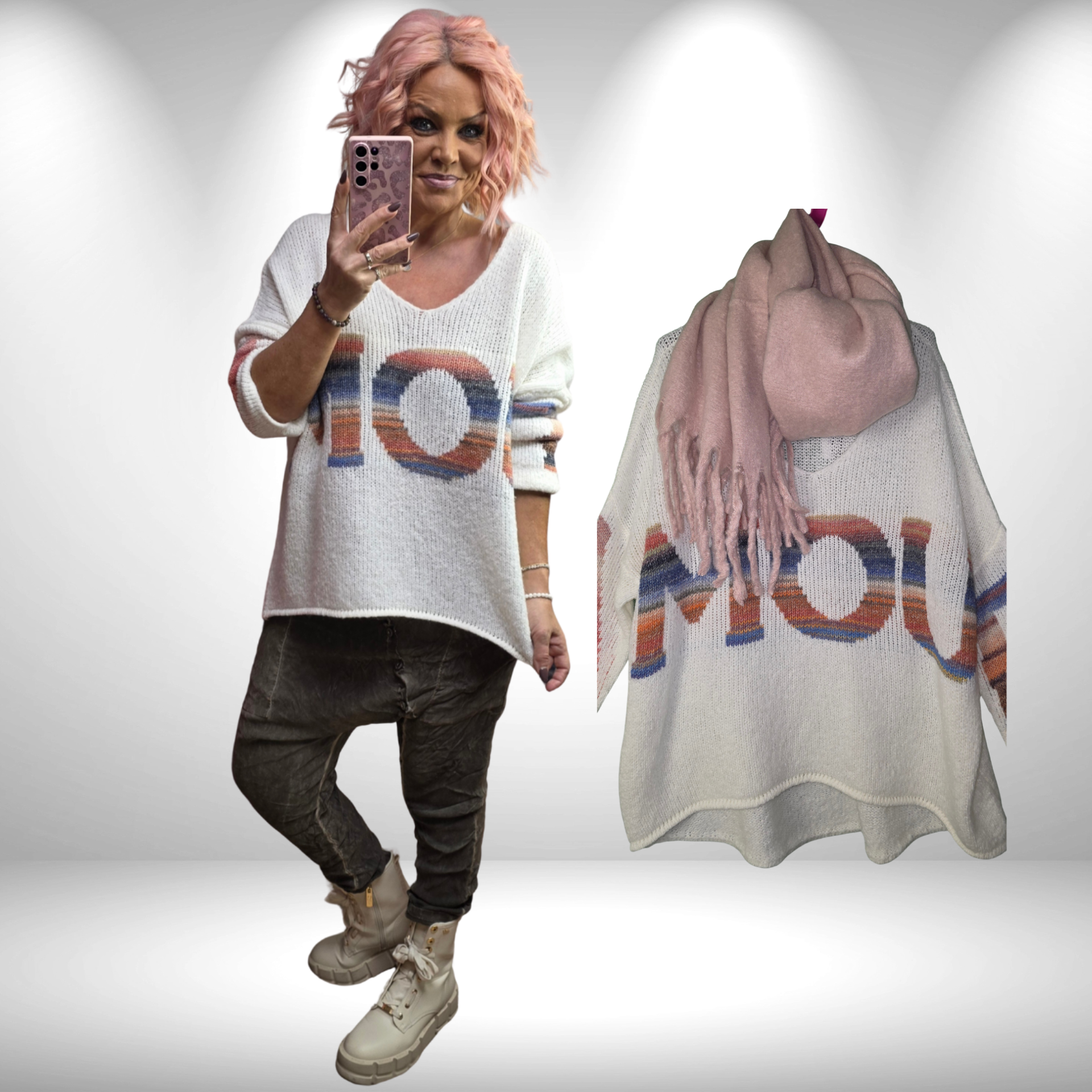 Strickpulli „Amour“ – Vokuhila Style 2 Farben