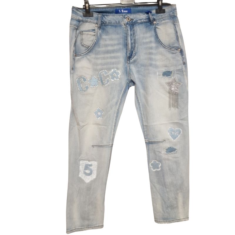 Jeans mit Glitzerpatches 