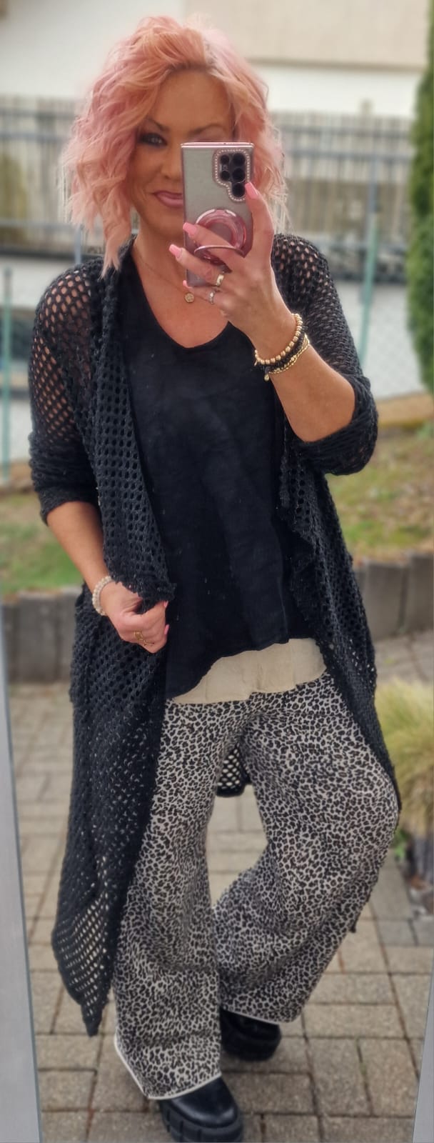 Long-Strickjacke Cardigan Lochdesign