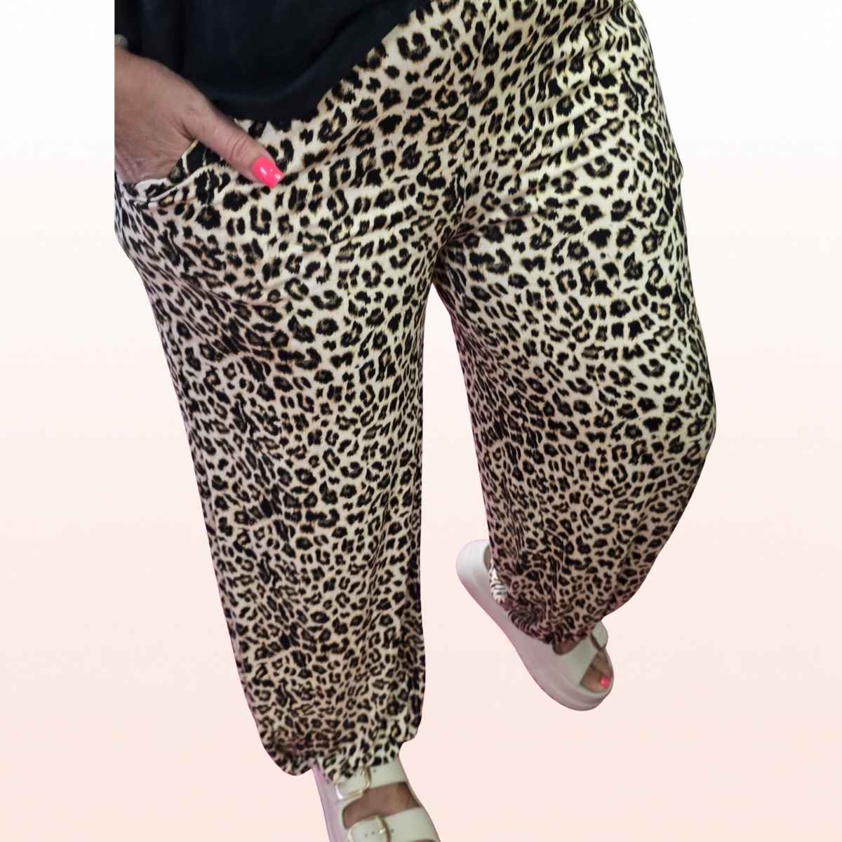 Viskose Pumphose Leo Beige-Schwarz 36-46 onesize