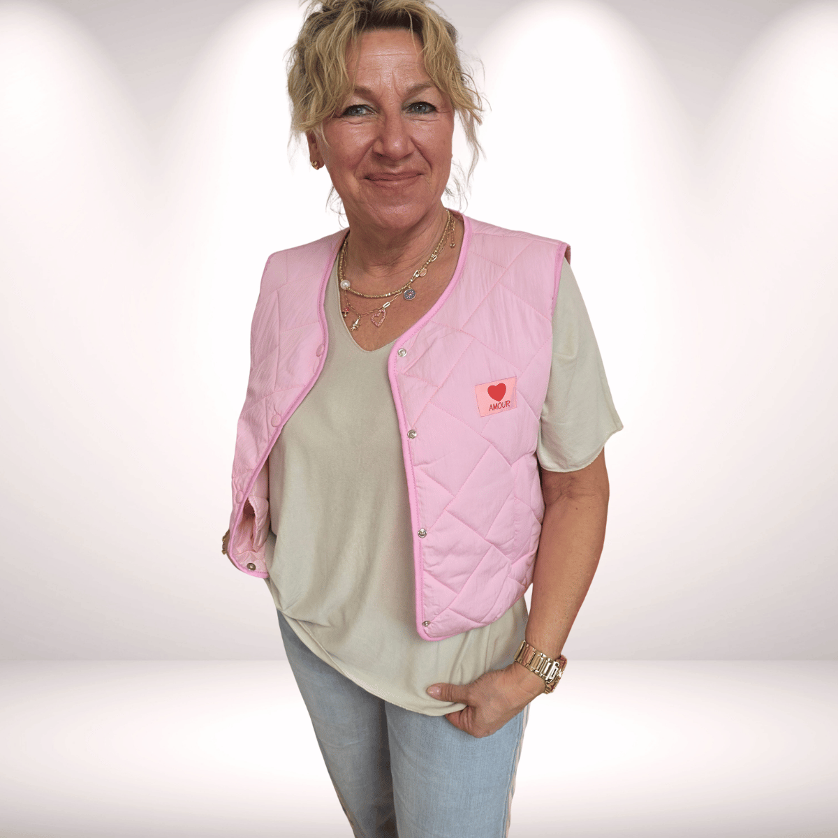 Leichte Puffer-Weste – Babyrosa 