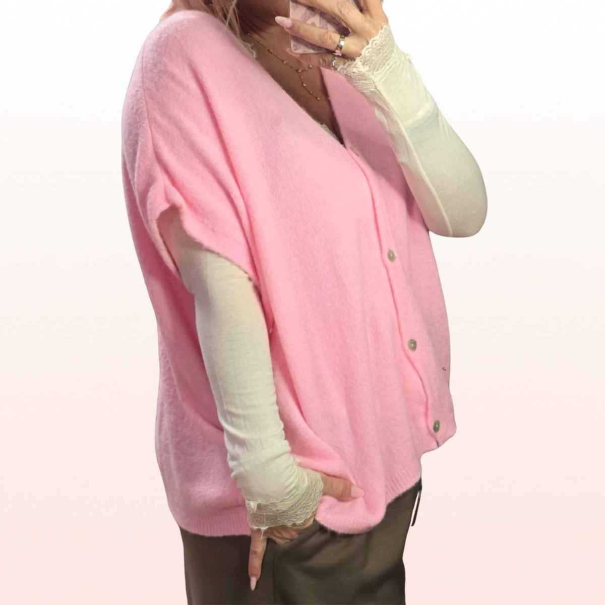 Pulunder mit Perlmutknöpfen Rosa