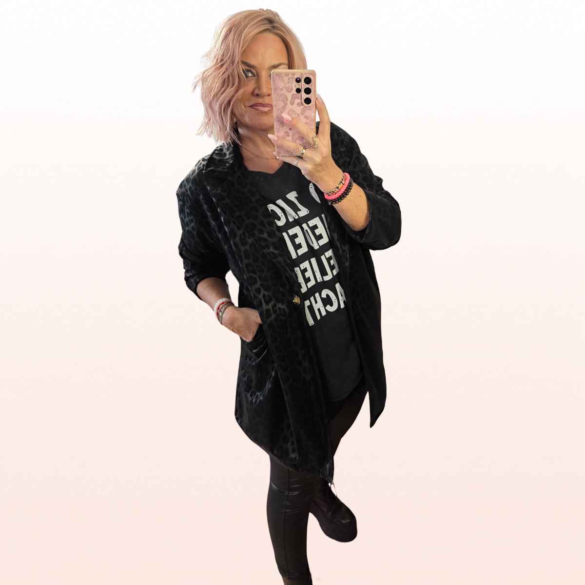Trenchcoat Lederimitat Schwarz LEO