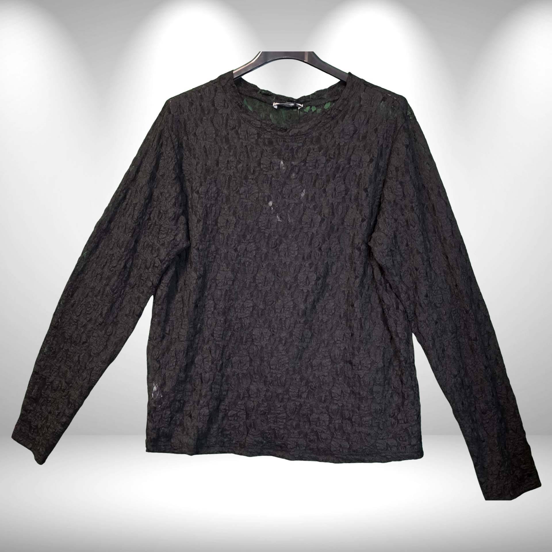 Spitzen Longsleeve Schwarz oversize