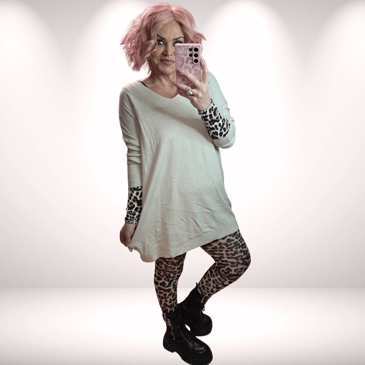 Strickpulli 2-in-1 Kleid beige