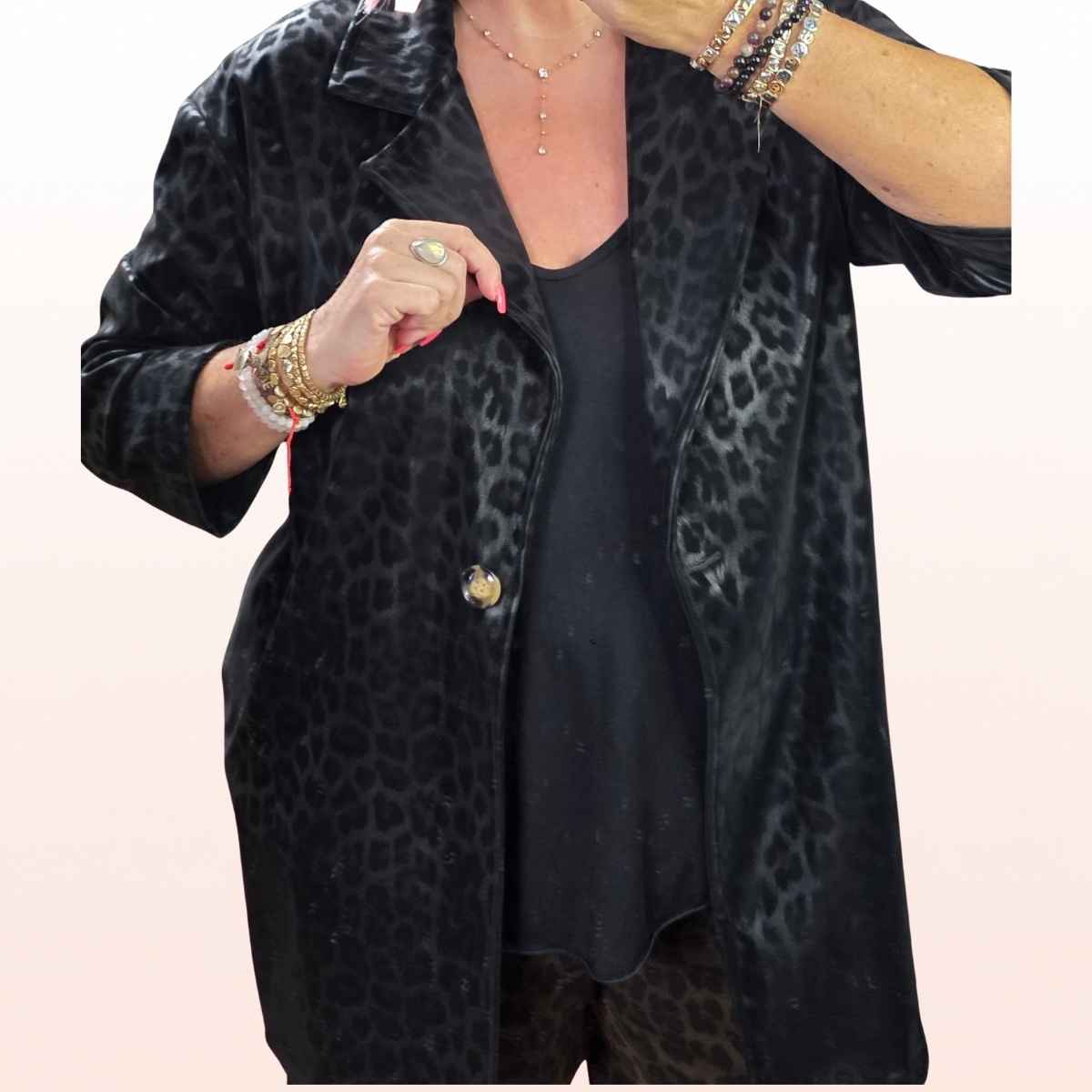 Trenchcoat Lederimitat Schwarz LEO