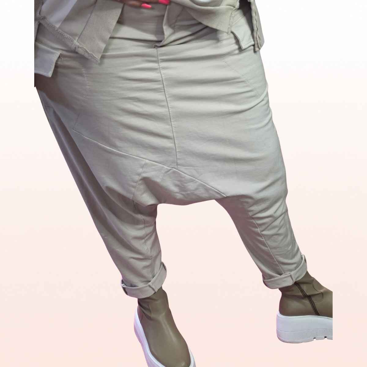 Tiefe Haremshose – Beige