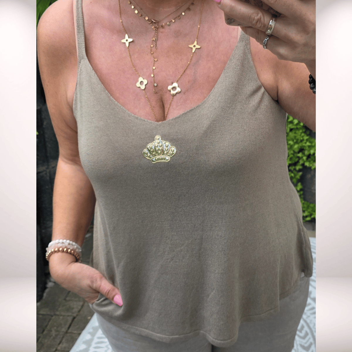 Top „Queen“  Taupe – Leinen & Viskose 