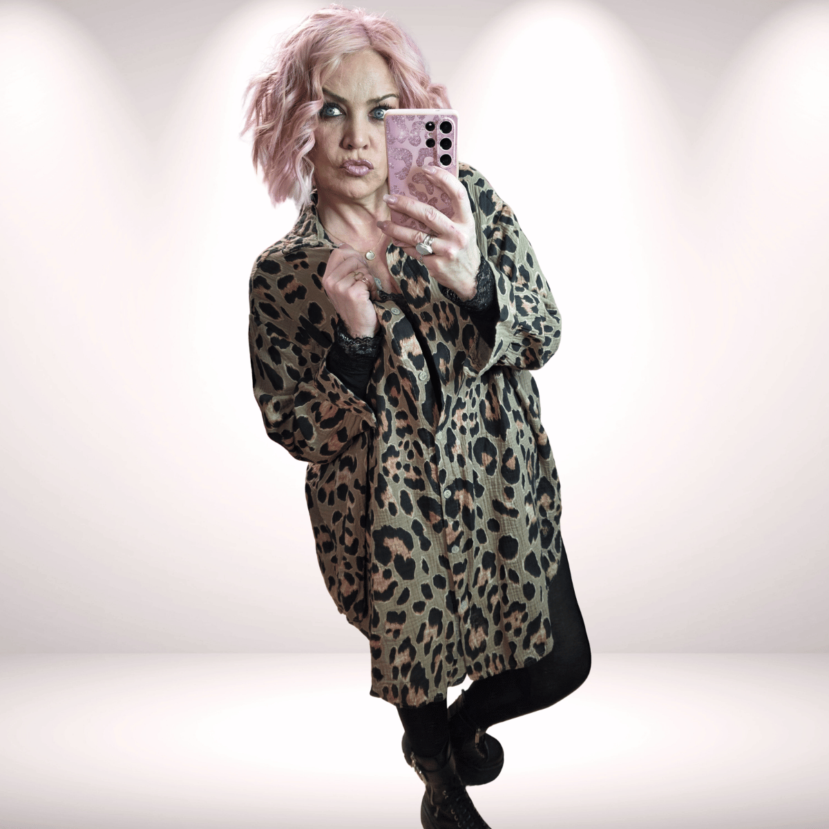 Musselin  long Bluse Leo camel 