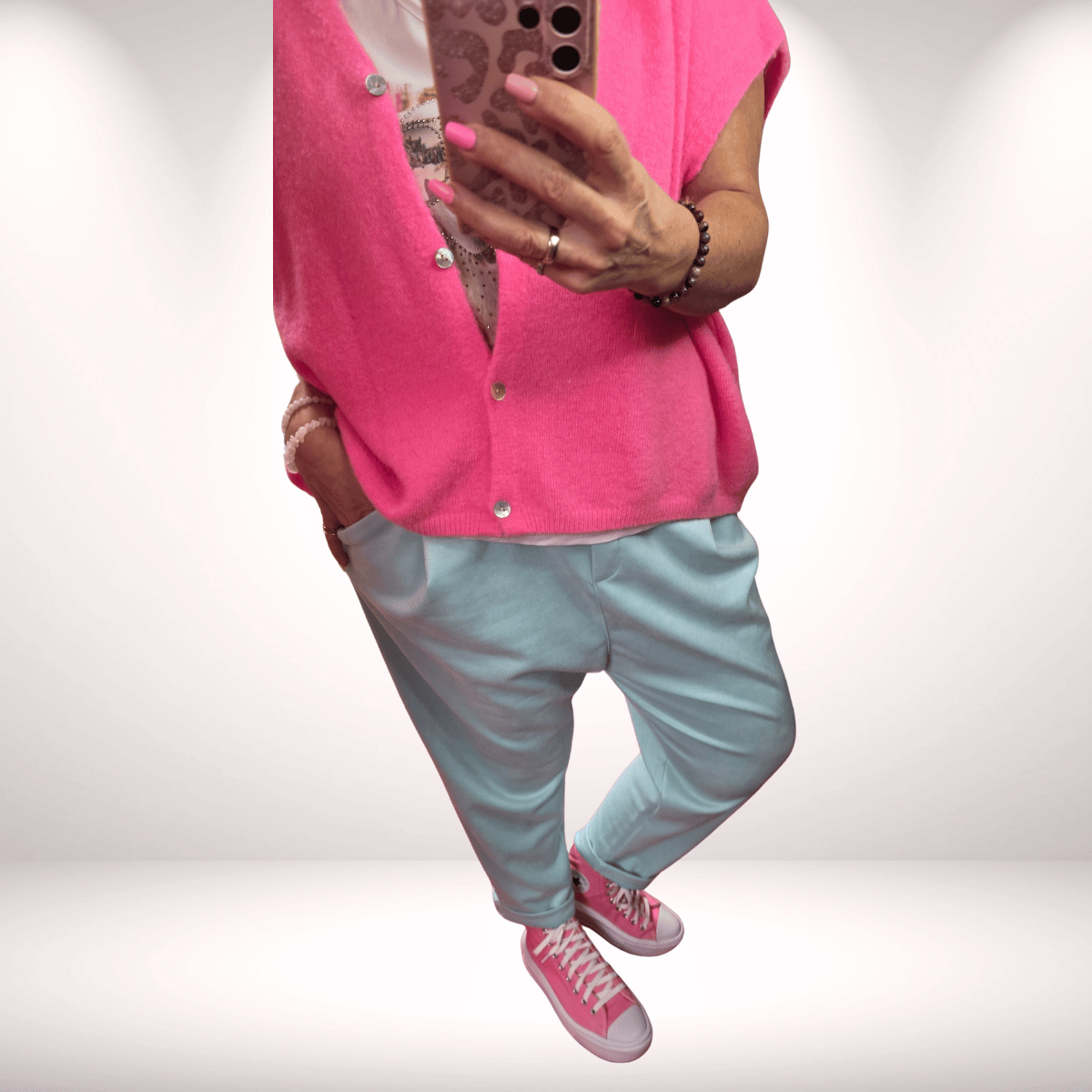 Baggy Hose in Waschleder-Optik – icemint