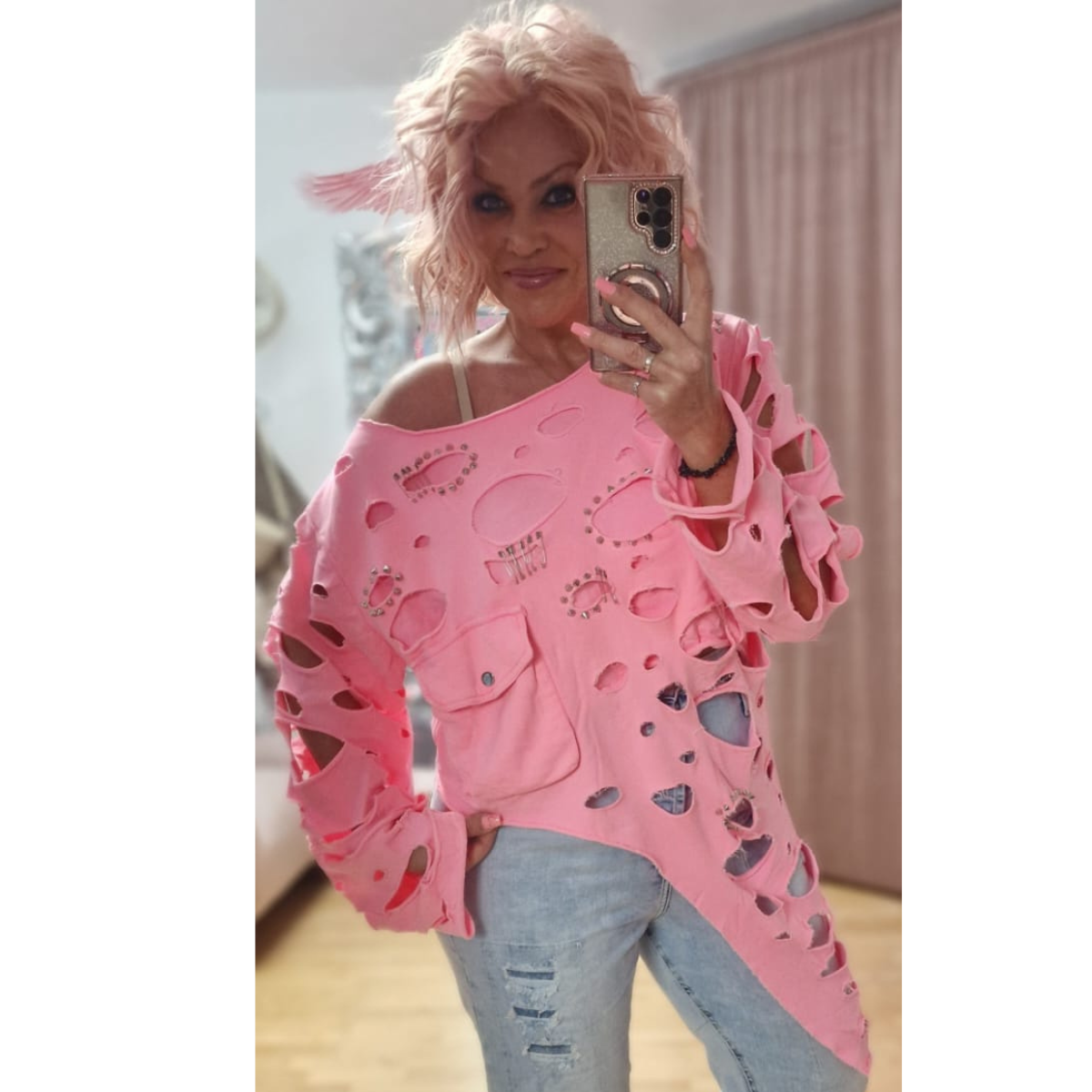 RE DESIGN Loch Sweat Asymetrisch