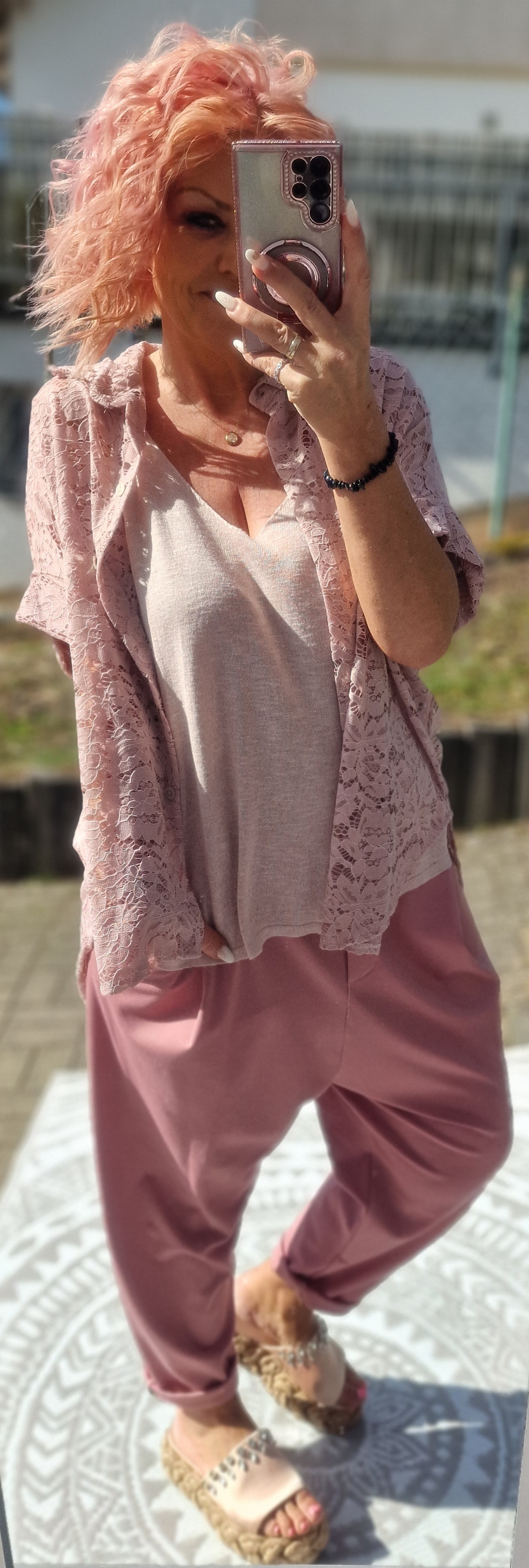 Bluse Spitze Altrosa