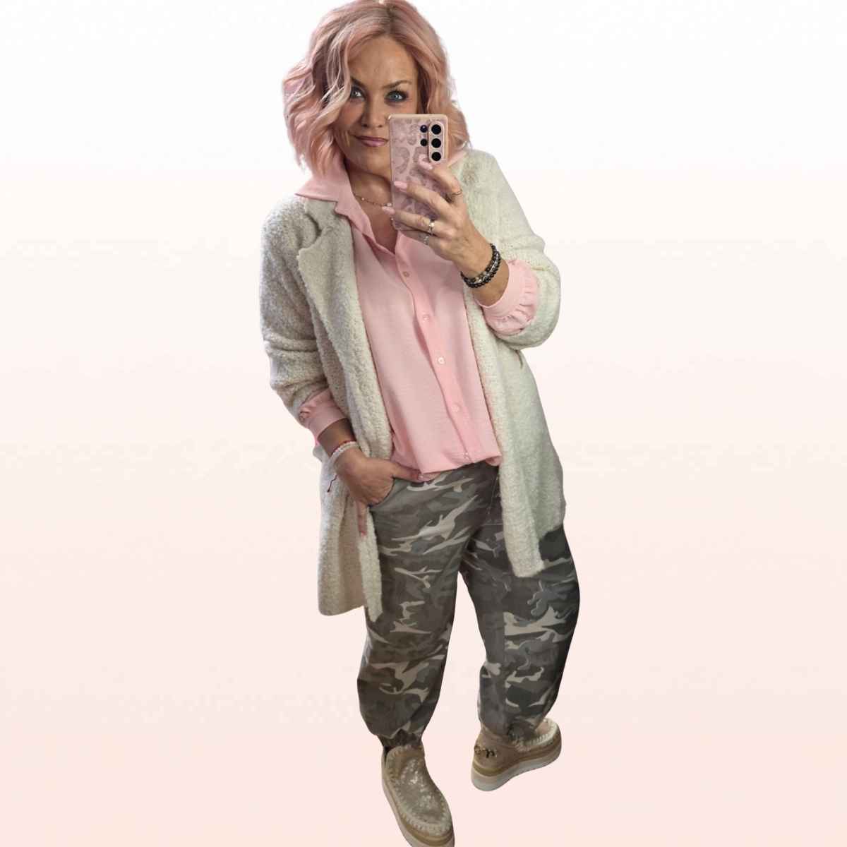 Ballonhose Camouflage Creme Hellbeige – Damen
