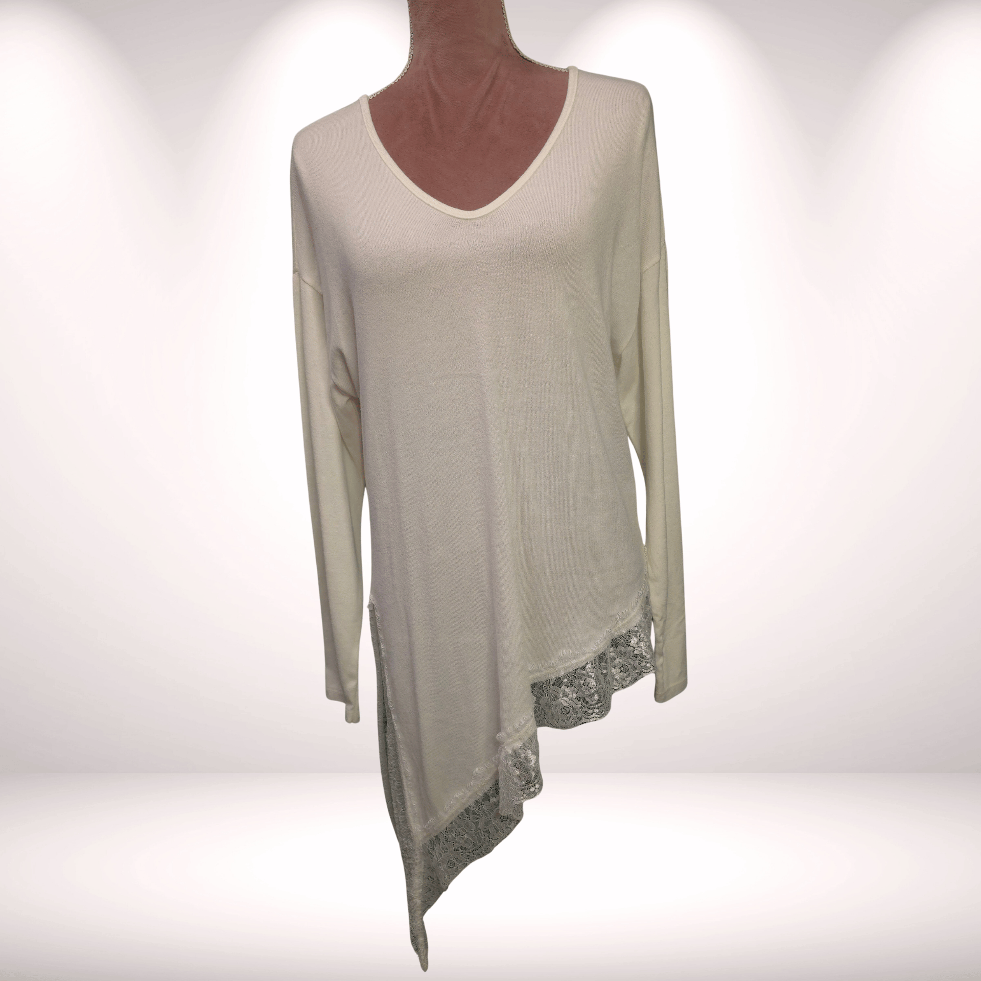 Asymmetrisches Shirt offwhite Spitze