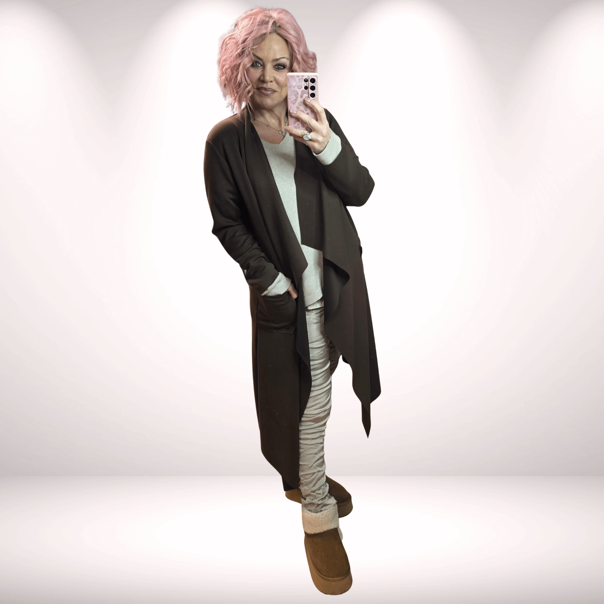 Eleganter Revers Mantel Braun