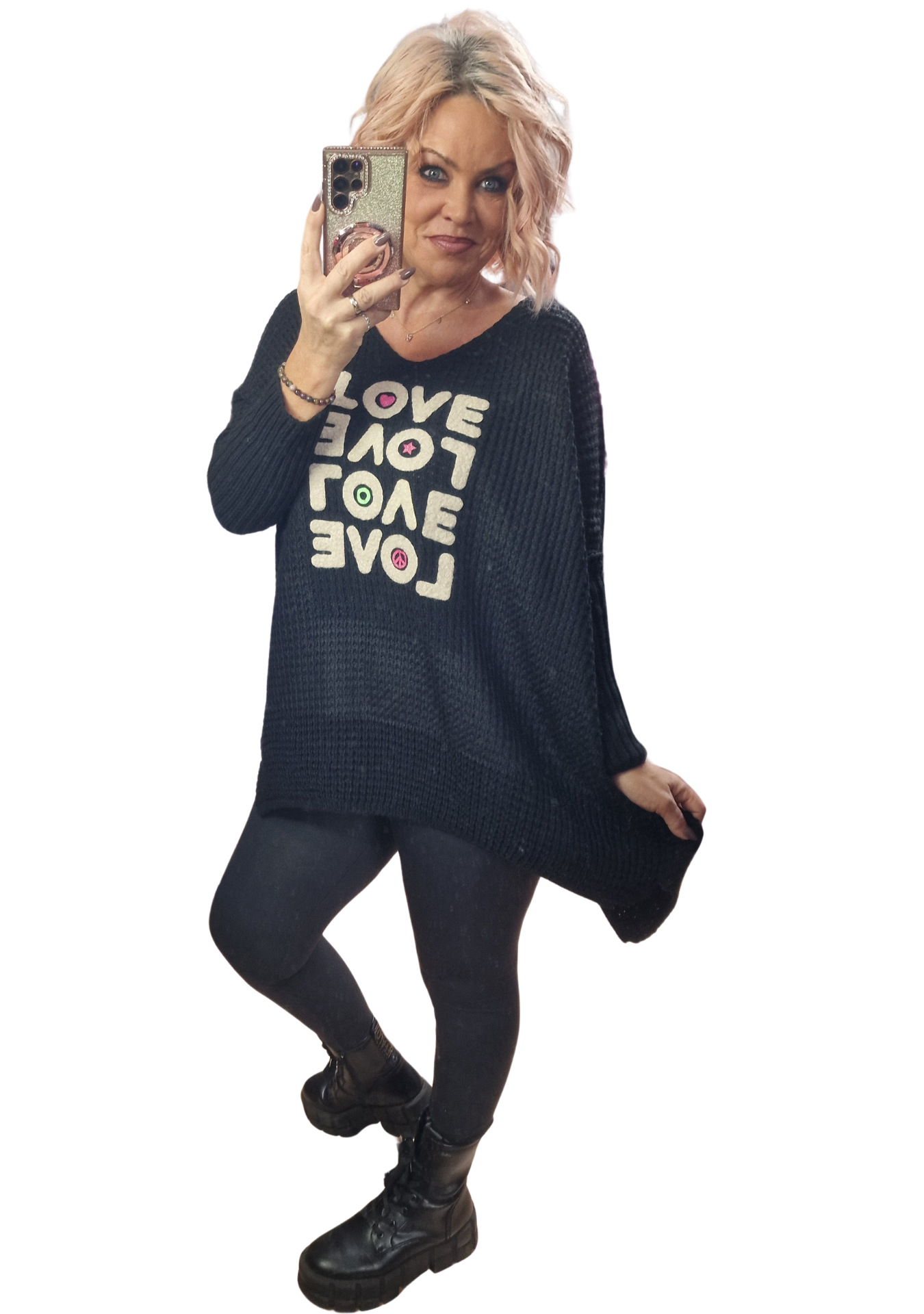 Longpulli Love & Vokuhila Black 