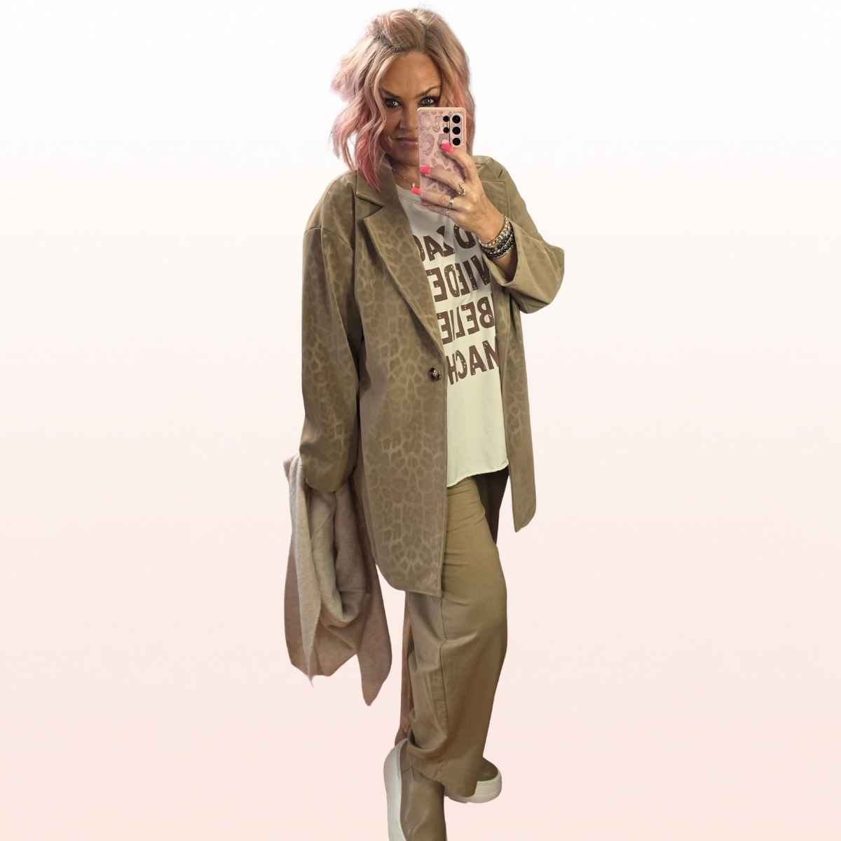 Trenchcoat Lederimitat Beige LEO