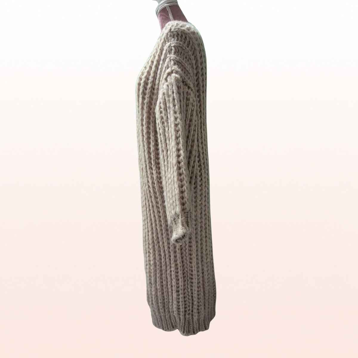 Long Grobstrick Cardigan Beige
