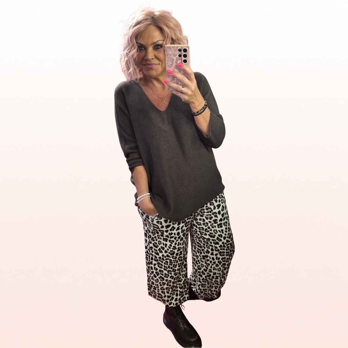 Viskose Pumphose Leo Beige-Schwarz 36-46 onesize