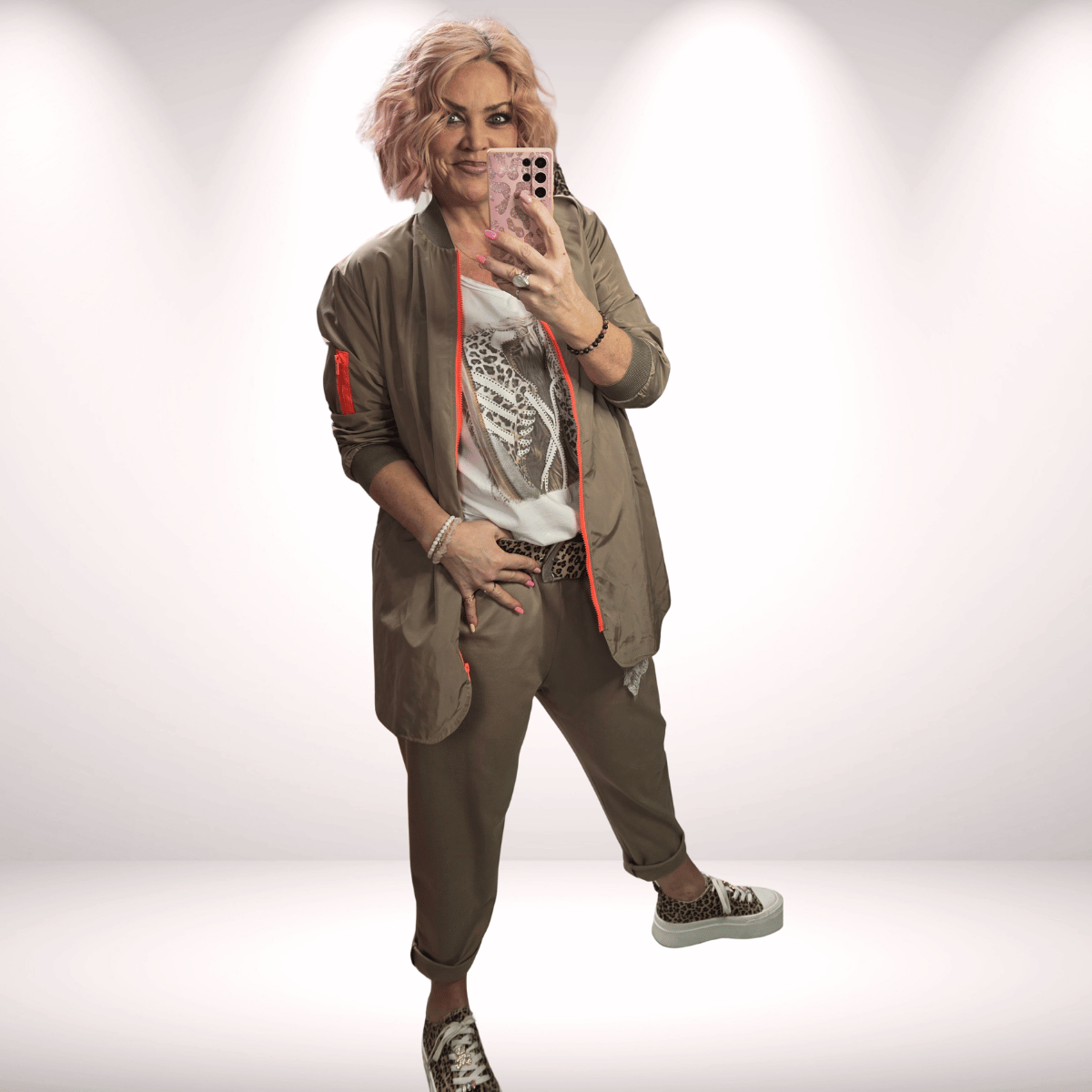 Pilotenjacke halblang – Taupe