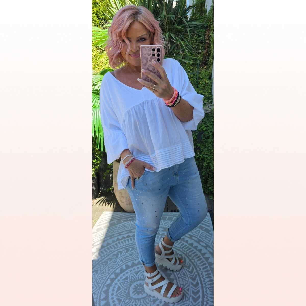 Jeans "Shiny" mit Strasssteinen