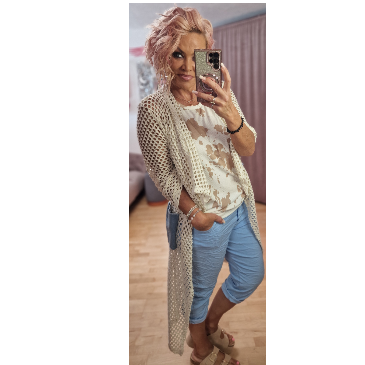 Cardigan Netz Creme 