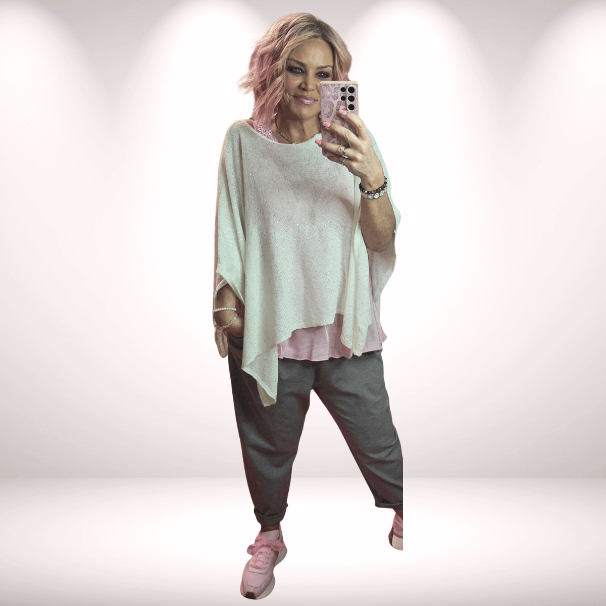 Poncho „Glitzi“ Überwurf – Offwhite | edel & schick