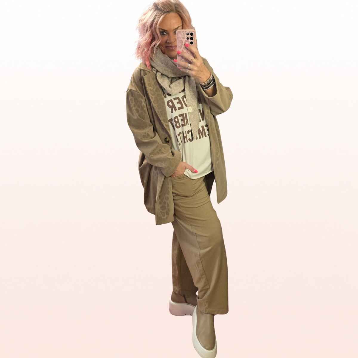 Trenchcoat Lederimitat Beige LEO