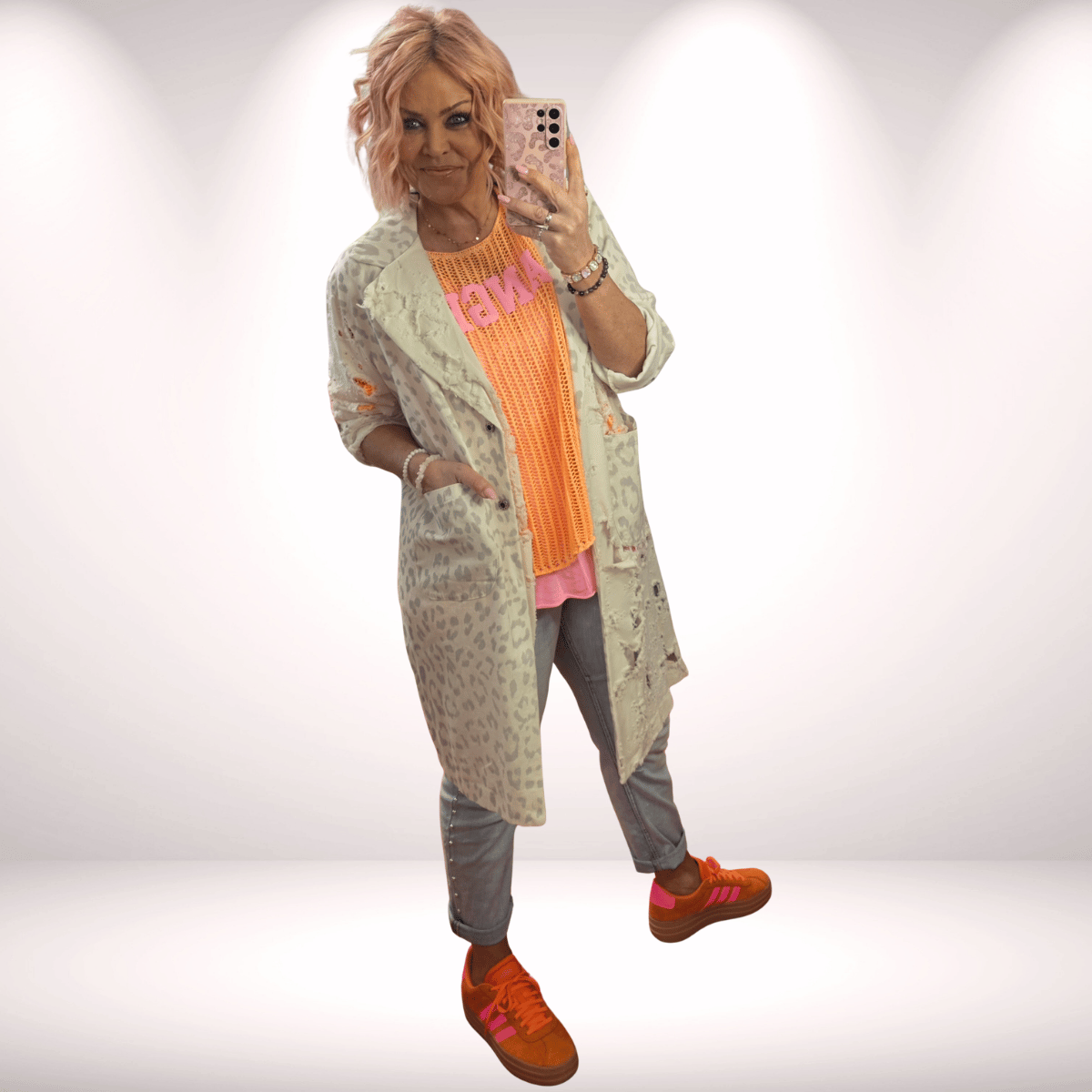 Jeansmantel – LEO Ripped Design - butter