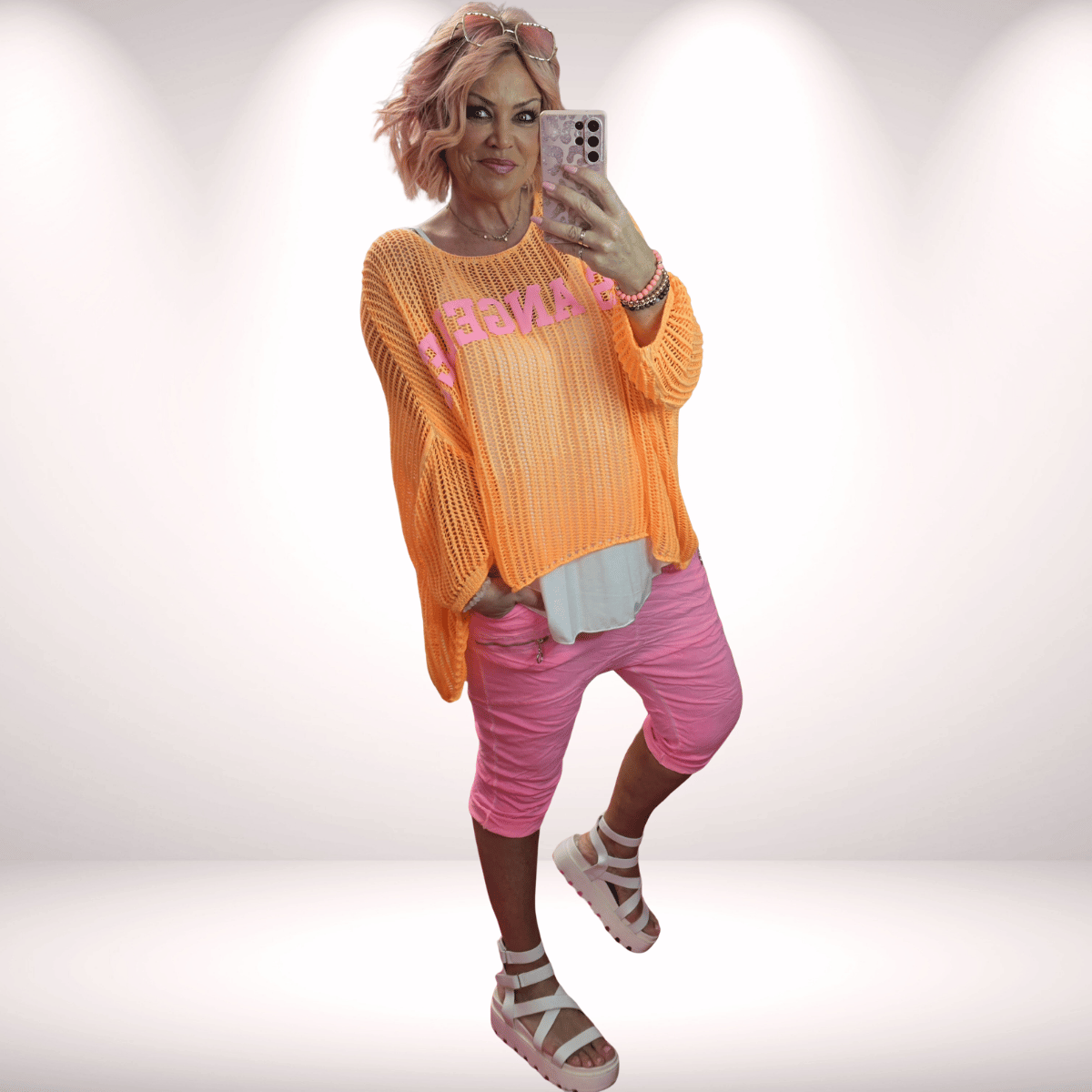 Netzpulli „Los Angeles“ – Neon Orange 
