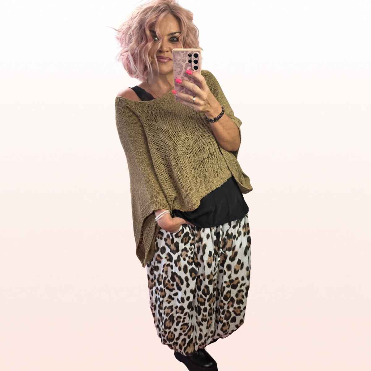 Hose trendy Aladin schnitt LEO weiß