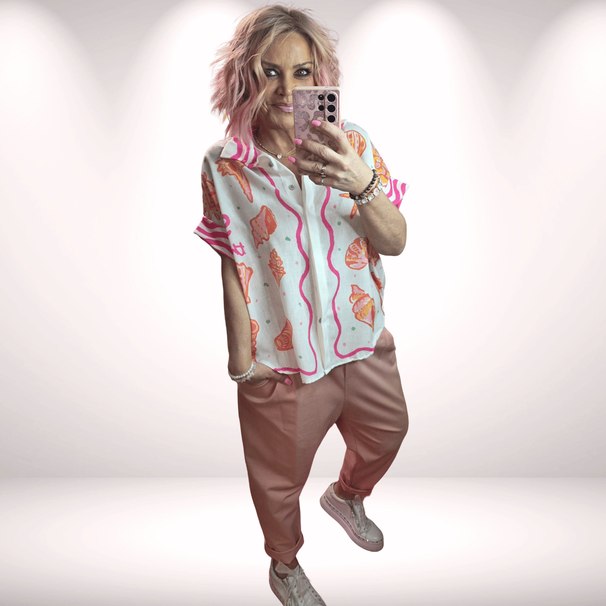 Sea Bluse – gemustert mit Kurzarm