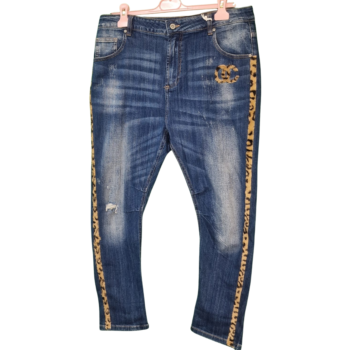 Jeans mit Leostreifen 