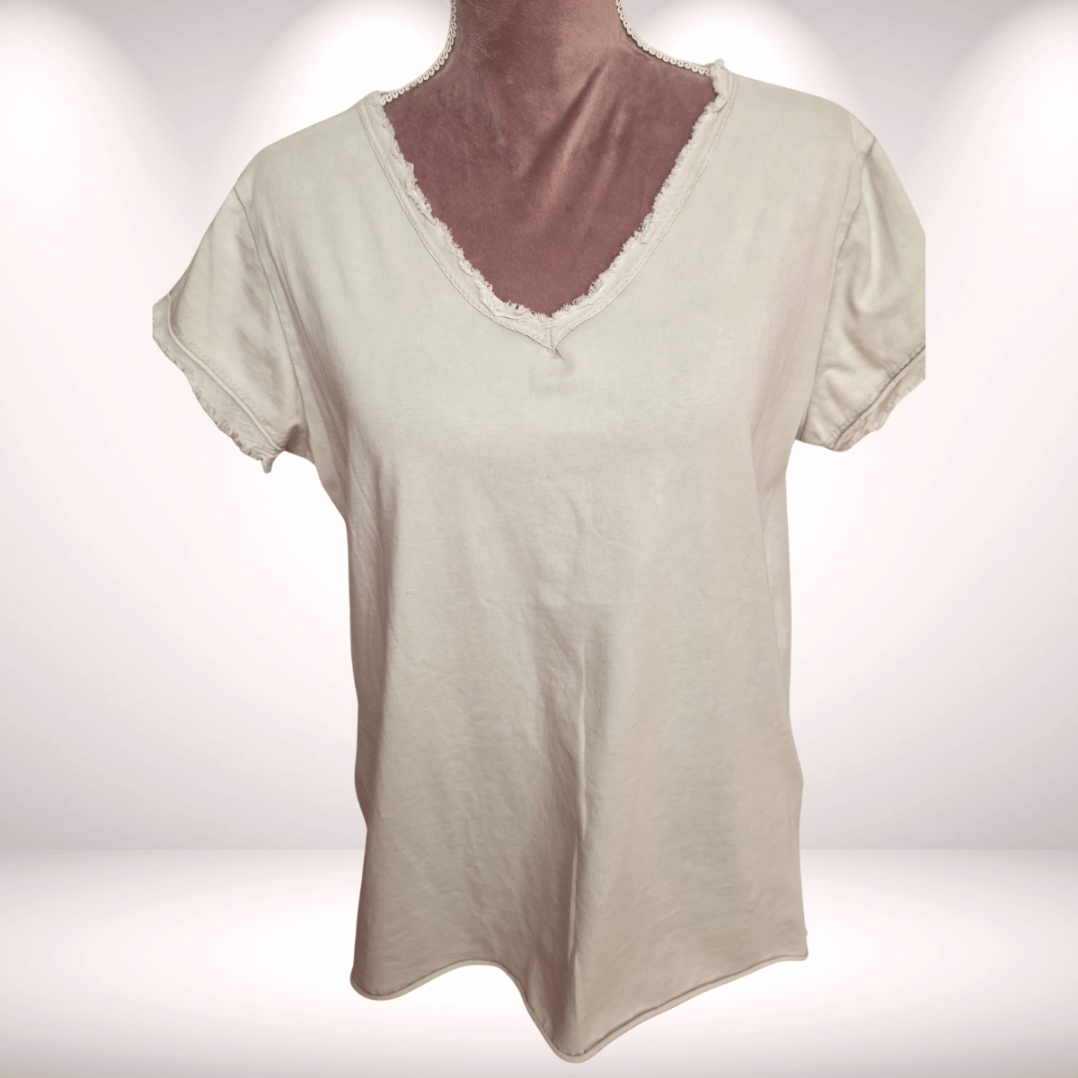 Basic Shirt mit Fransenärmeln Beige 