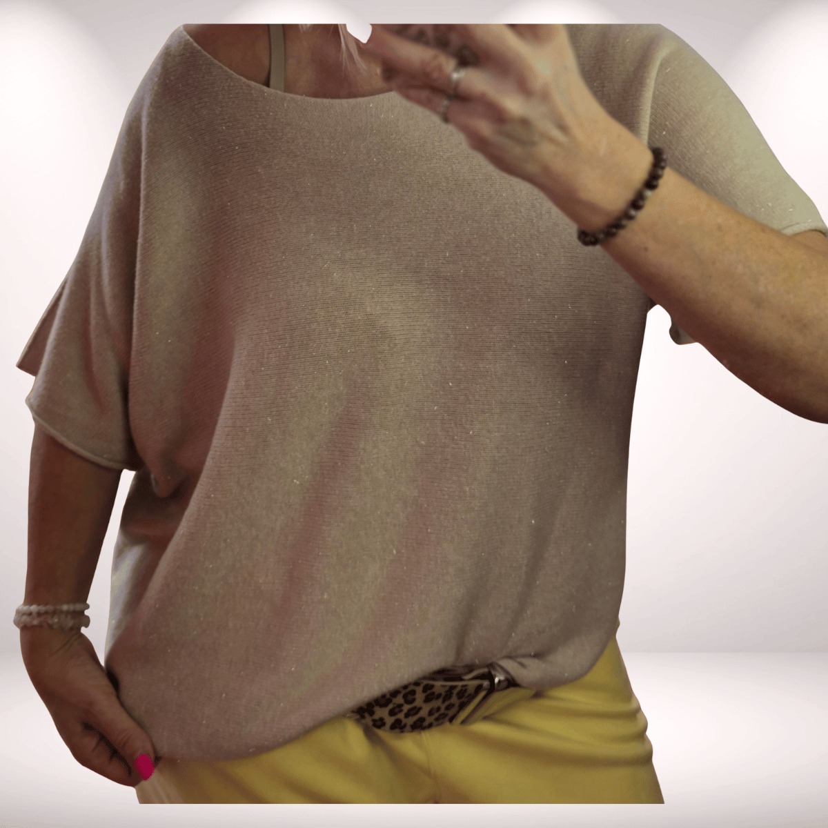 Glitzi kurzarm Lieblingspulli beige